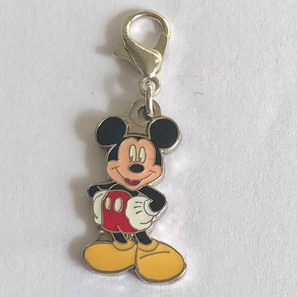 Vintage Disney Mickey Mouse Charm Clip On Zipper Pull Disneyana Signed 2 Sided - Picture 8 of 11